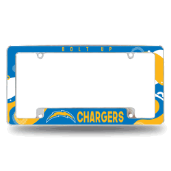Los Angeles Chargers Wave 12" x 6" Chrome All Over Automotive License Plate Frame
