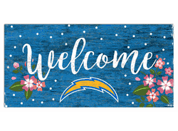 Los Angeles Chargers Welcome Floral 6x12 Sign