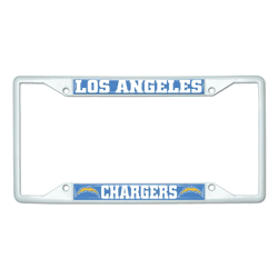 Los Angeles Chargers White Metal License Plate Frame - 6.25"x12.25"