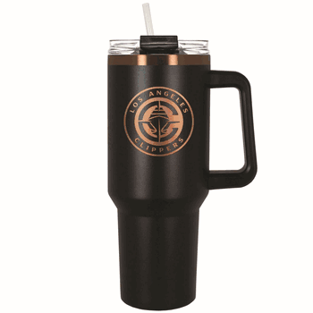 Los Angeles Clippers 40oz Black and Copper Colossus Travel Mug with Straw