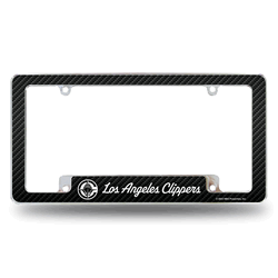 Los Angeles Clippers Carbon Fiber Design 12" x 6" Chrome All Over Automotive License Plate Frame