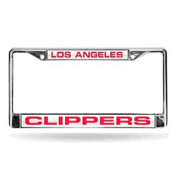 Los Angeles Clippers Laser Chrome Frame - White Background With Red Letters