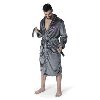 Los Angeles Dodgers 2024 MLB World Series Multi Champs Keepsake Charcoal L/XL Silk Touch Robe 26x47 Inches
