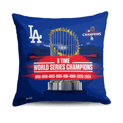 Los Angeles Dodgers 2024 MLB World Series Multi Champs Keepsake Throw Pillow 18X18 Inches
