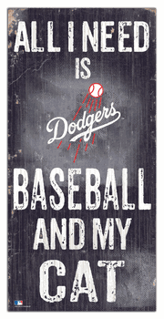 Los Angeles Dodgers Baseball and My Cat 6x12 Sign