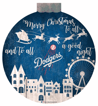 Los Angeles Dodgers Christmas Village 12in Wall Art