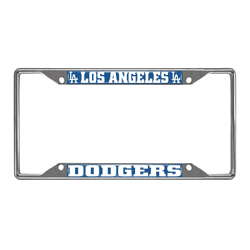 Los Angeles Dodgers Chrome Metal License Plate Frame, 6.25in x 12.25in