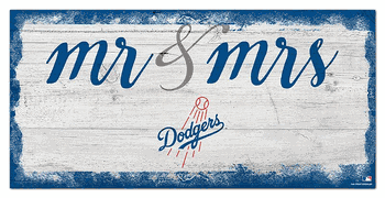 Los Angeles Dodgers Script Mr & Mrs 6x12 Sign