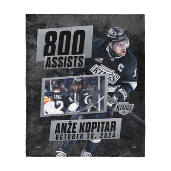Los Angeles Kings Anze Kopitar NHL 800 Assist Milestone Silk Touch Sherpa Throw Blanket 50x60 Inches