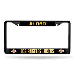 Los Angeles Lakers #1 Dad Black Chrome Frame with Decal Inserts 12" x 6" Car/Truck Auto Accessory