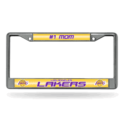 Los Angeles Lakers #1 Mom 12" x 6" Silver Bling Chrome Car/Truck/SUV Auto Accessory