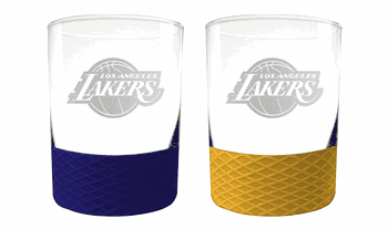 Los Angeles Lakers 2pc Laser Etched Commissioner Rocks Glass Set