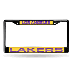 Los Angeles Lakers Black 12" x 6" Black Laser Cut Chrome Frame