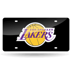 Los Angeles Lakers Black 12" x 6" Laser Cut Tag For Car/Truck/SUV