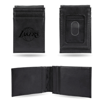Los Angeles Lakers Black Laser Engraved Front Pocket Wallet