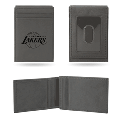 Los Angeles Lakers Gray Laser Engraved Front Pocket Wallet