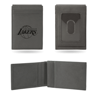 Los Angeles Lakers Gray Laser Engraved Front Pocket Wallet