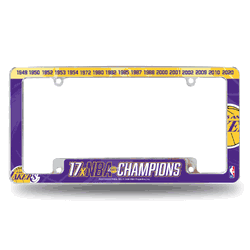 Los Angeles Lakers Multi Champ 12" x 6" Chrome All Over Automotive License Plate Frame for Car/Truck/SUV