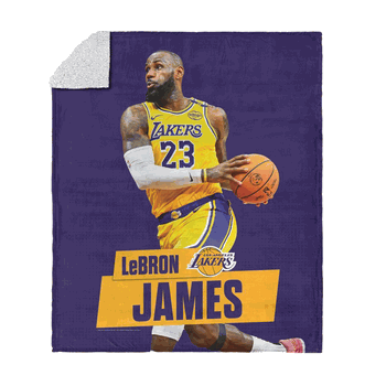 Los Angeles Lakers NBA Lebron James Silk Touch Sherpa Throw Blanket 50 x 60 inches