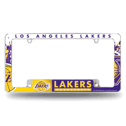 Los Angeles Lakers Primary 12" x 6" Chrome All Over Automotive License Plate Frame