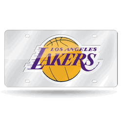 Los Angeles Lakers Silver 12" x 6" Silver Laser Cut Tag For Car/Truck/SUV