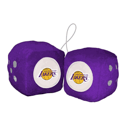 Los Angeles Lakers Team Color Fuzzy Dice Dcor 3" Set