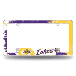 Los Angeles Lakers Tie Dye 12" x 6" Chrome All Over Automotive License Plate Frame