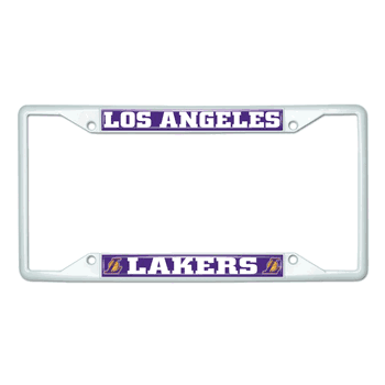 Los Angeles Lakers White Metal License Plate Frame - 6.25