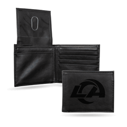 Los Angeles Rams Black Laser Engraved Bill-fold Wallet