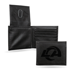 Los Angeles Rams Black Laser Engraved Billfold Wallet