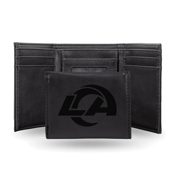 Los Angeles Rams Black Laser Engraved Faux Leather Trifold