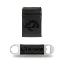 Los Angeles Rams Black Laser Engraved Front Pocket Wallet & Bar Blade