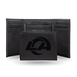 Los Angeles Rams Black Laser Engraved Tri-Fold Wallet