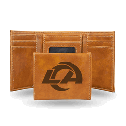 Los Angeles Rams Brown Laser Engraved Faux Leather Trifold