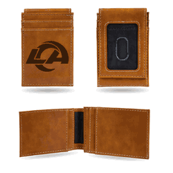 Los Angeles Rams Brown Laser Engraved Front Pocket Wallet