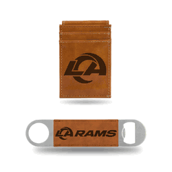 Los Angeles Rams Brown Laser Engraved Front Pocket Wallet & Bar Blade