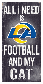 Los Angeles Rams Football and My Cat 6x12 Sign