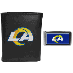 Los Angeles Rams Leather Tri-fold Wallet & Color Money Clip