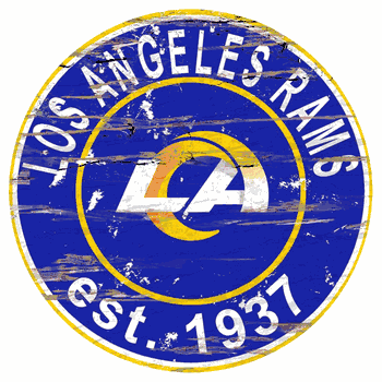 Los Angeles Rams Round Distressed Sign