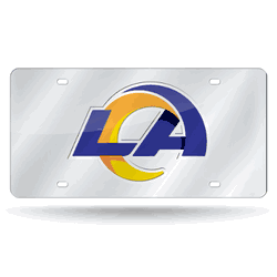 Los Angeles Rams Silver 12" x 6" Silver Laser Cut Tag For Car/Truck/SUV