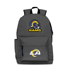 Los Angeles Rams Two-Logo Campus Backpack, Gray, with Navy Zipper