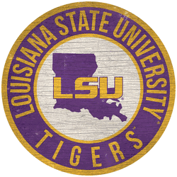 Louisiana State Tigers 12 in. Circle w/ State Sign