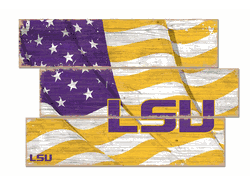 Louisiana State Tigers American Flag 3 Plank