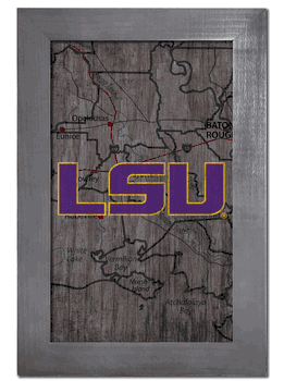 Louisiana State Tigers City Map 11x19 Sign
