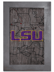 Louisiana State Tigers City Map 11x19 Sign