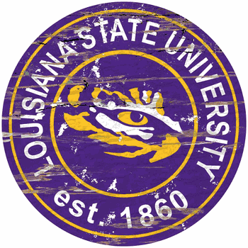 Louisiana State Tigers Distressed Round Sign