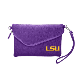 Louisiana State Tigers Fold Over Crossbody Pebble Purple