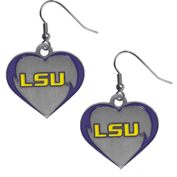 Louisiana State Tigers Heart Dangle Earrings
