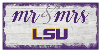Louisiana State Tigers Script Mr & Mrs 6x12 Sign