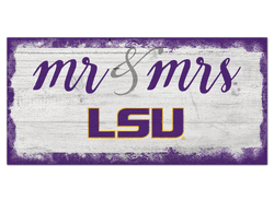 Louisiana State Tigers Script Mr & Mrs 6x12 Sign